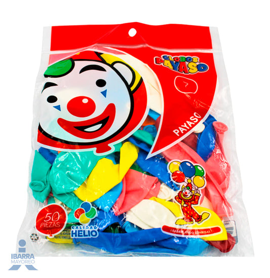 Globo Payaso No.7 Surtido 50 pzas.