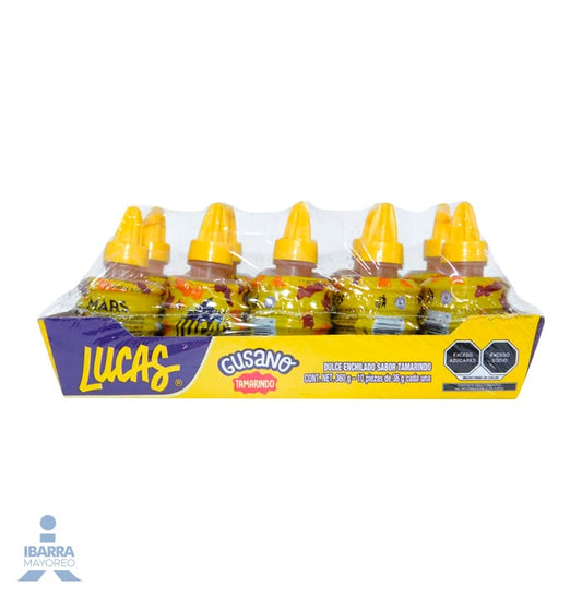 Dulce Líquido Lucas Gusano Sabor Tamarindo 10 pzas.