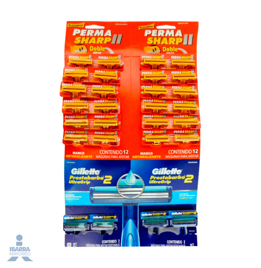 Rastrillo Gillette Permasharp 24 pzas. GRATIS 4 Prestobarba