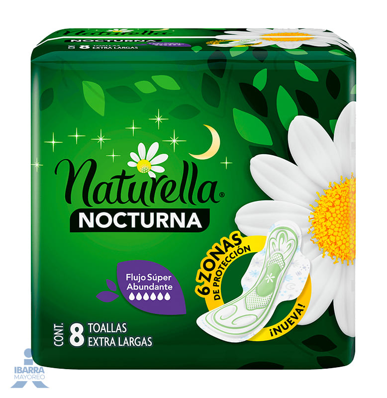 Toalla Sanitaria Naturella Nocturna con alas 8 pzas.