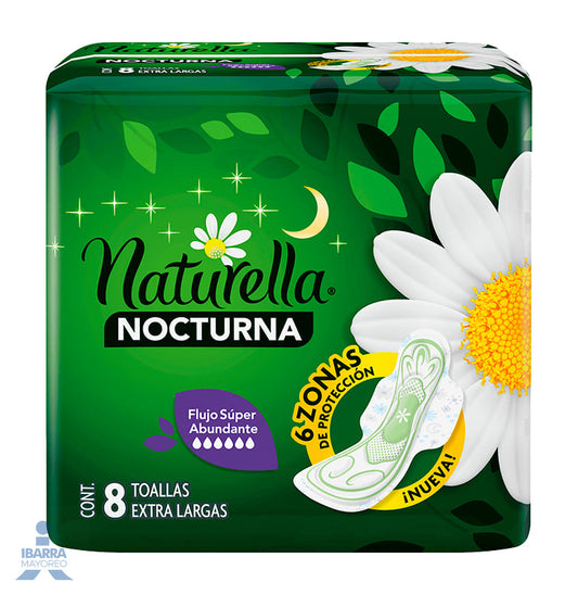 Toalla Sanitaria Naturella Nocturna con alas 8 pzas.