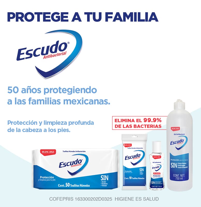 Desinfectante en Toallitas Húmedas Escudo Antibacterial 10 pzas.