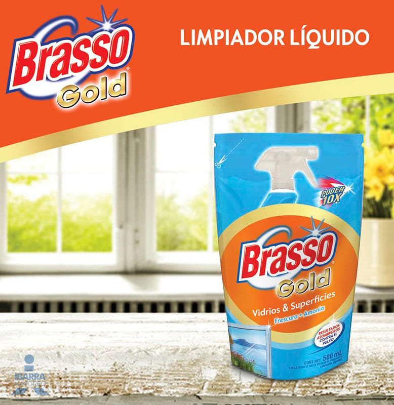 Limpiador Brasso Gold Vidrios y Superficies Amonia 500 ml