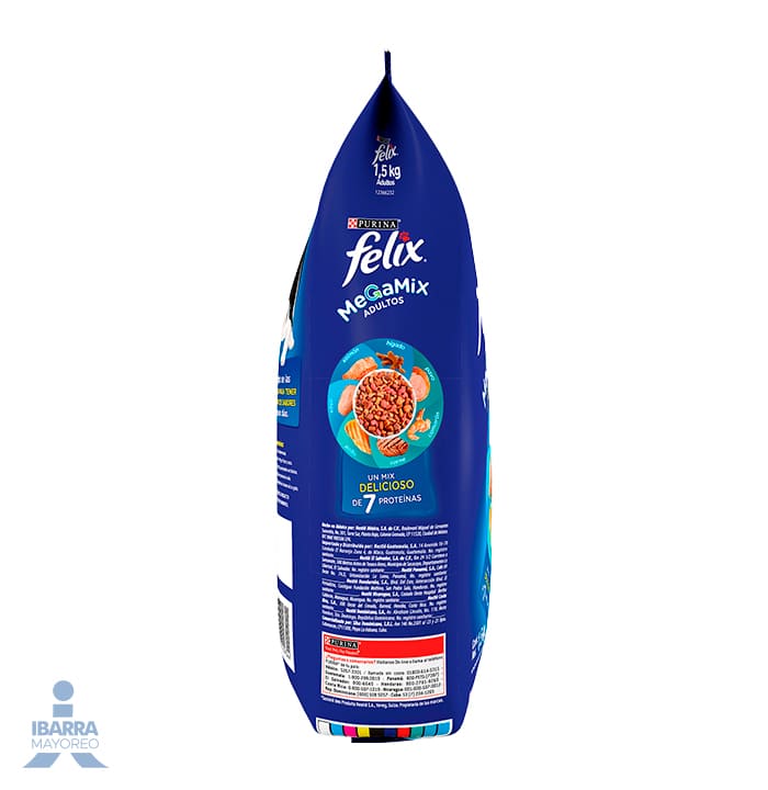 Felix Megamix alimento seco gatos adultos todas razas 7 proteínas 1.5 kg