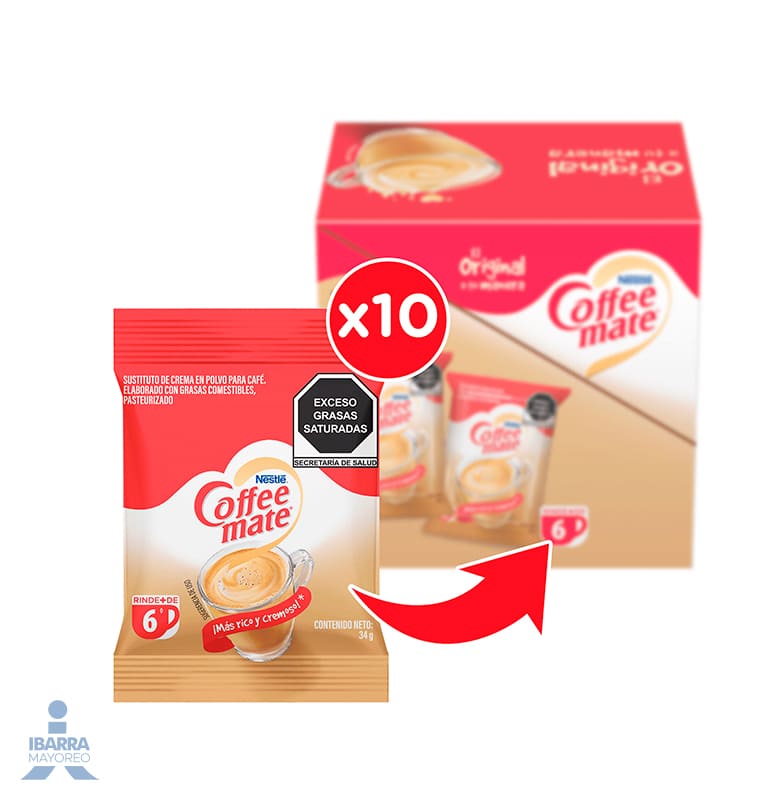Sustituto de crema para café Coffee Mate polvo original 10 sobres de 34 g