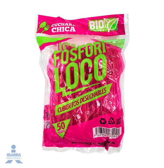 Cuchara Plástico Fosforiloco Colores Chica 50 pzas
