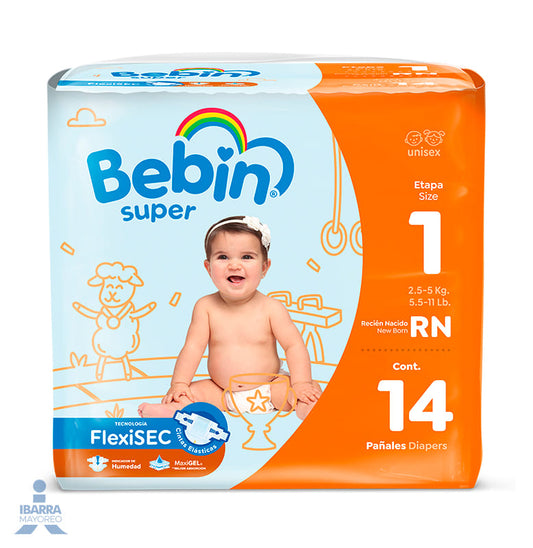 Pañal Bebin Súper Recién Nacido 14 pzas.