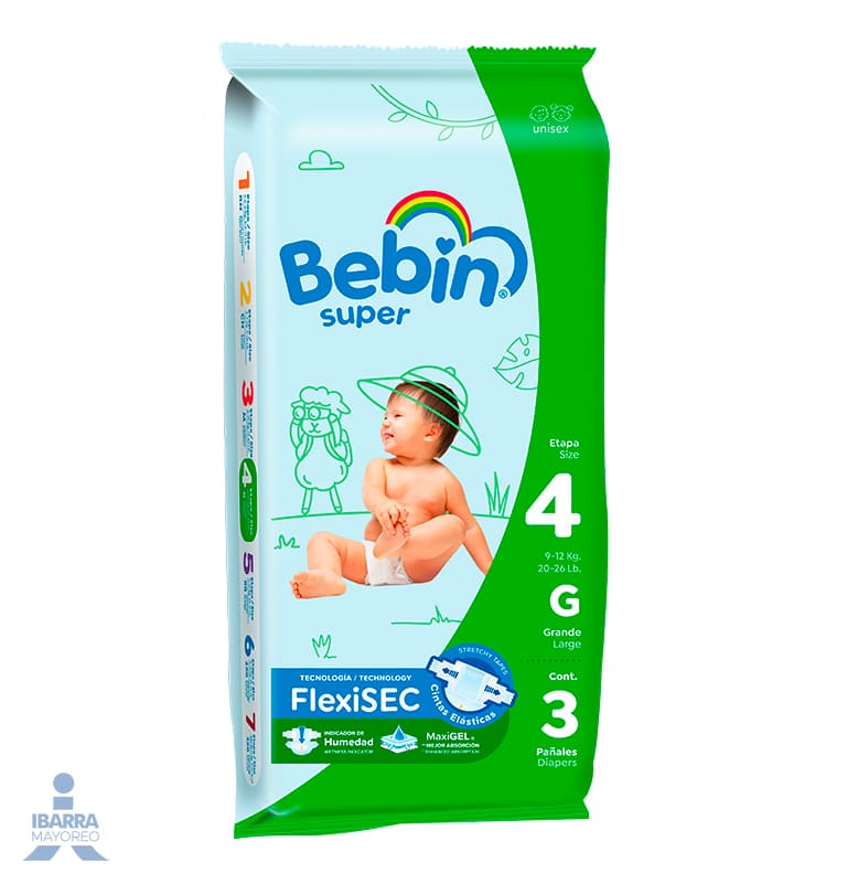 Pañal Bebin super grande 3 pzas.