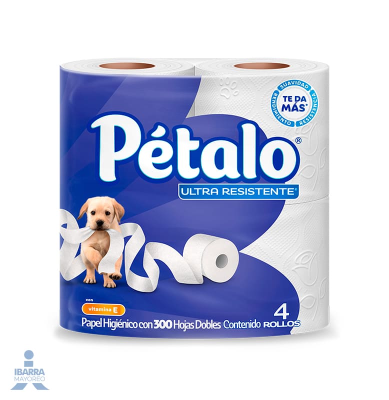 Papel Higiénico Pétalo Ultra Resistente 300 hojas 4 rollos