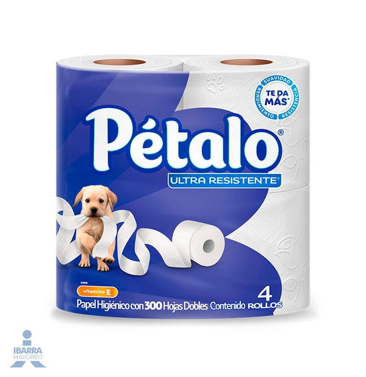 Papel Higiénico Pétalo Ultra Resistente 300 hojas 4 rollos