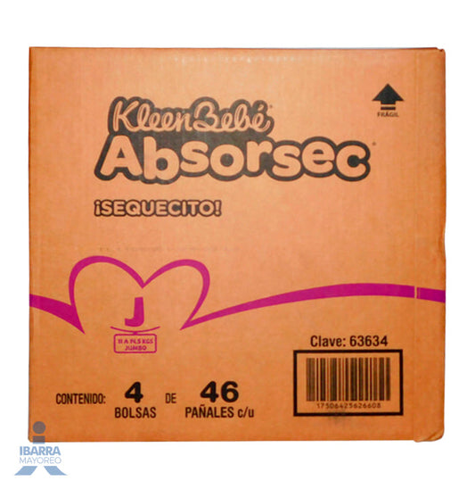 Pañal KleenBebé Absorsec Jumbo 40 pzas. GRATIS 6 pzas.