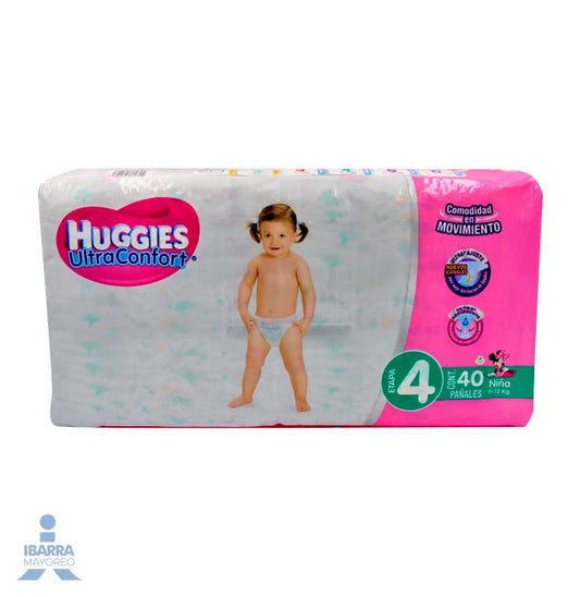 Pañal Huggies Ultraconfort Niña Etapa 4 40 pzas.