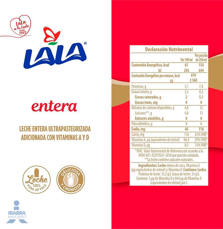Leche Lala Entera 1 L
