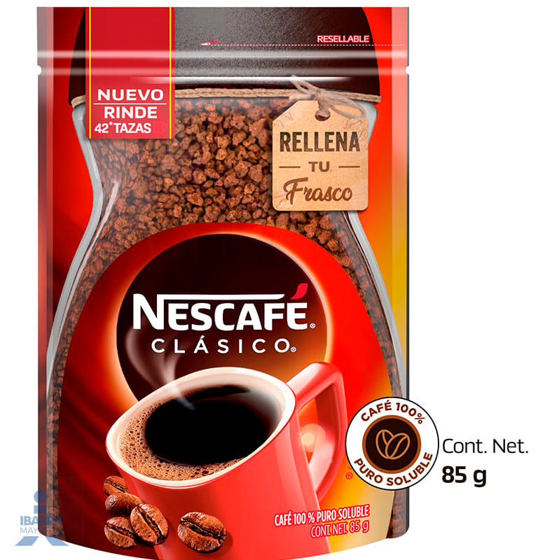 Café soluble Nescafé Clásico bolsa resellable 85 g