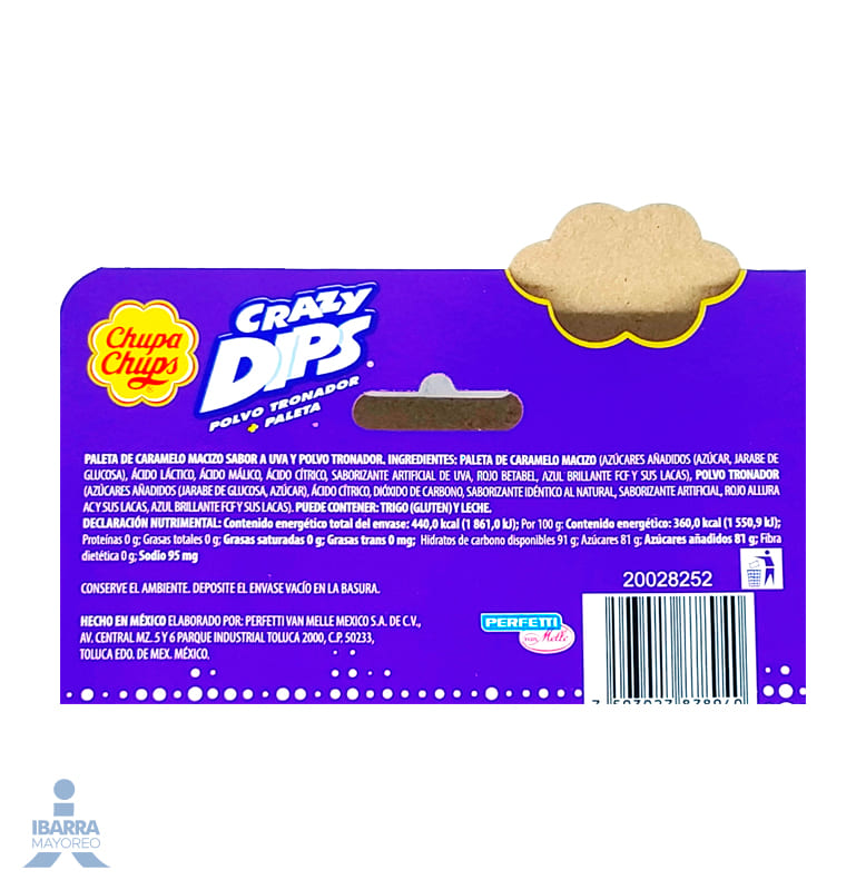 Paleta Chupa Chups Crazy Uva Tira 10 pzas.