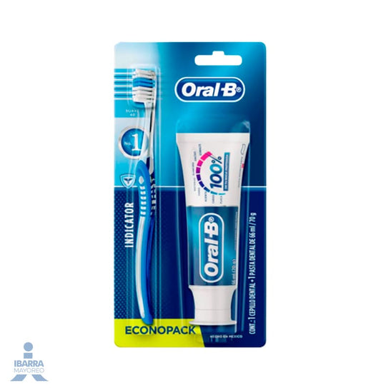 Crema Dental Oral B 100% 66 ml+ Cepillo Dental