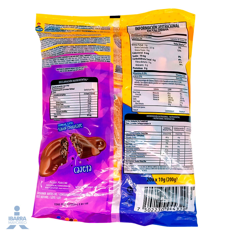 Chocolate Arcor Sapito Cajeta 20 pzas.