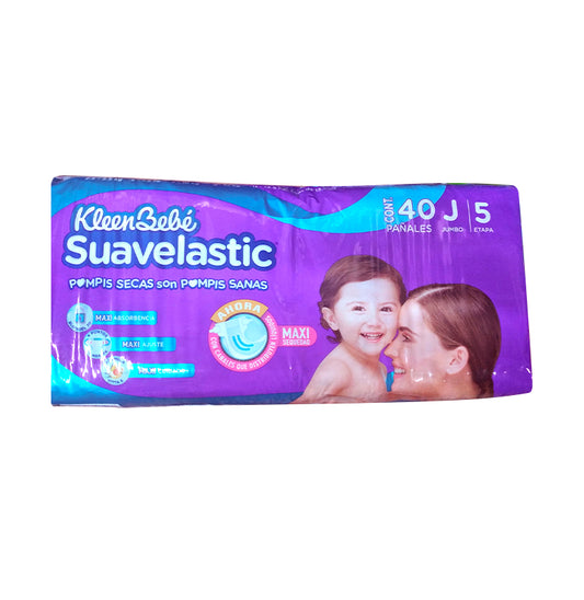 Pañal KleenBebé Suavelastic Max Jumbo 40 pzas.