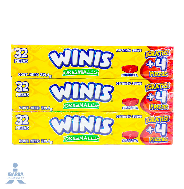 Caramelo Suave Winis Cuadreta Originales Surtido 32 pzas.