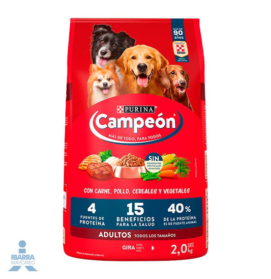 Campeón alimento seco perros adultos todos los tamaños carne y pollo 2 kg
