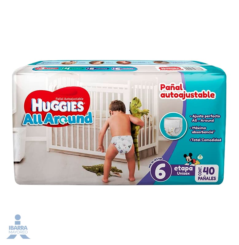 Pañal Huggies All Around Unisex Etapa 6 40 pzas.