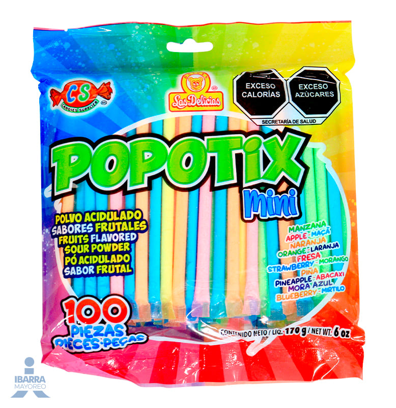 Dulce Las Delicias Popotix Mini 100 pzas.