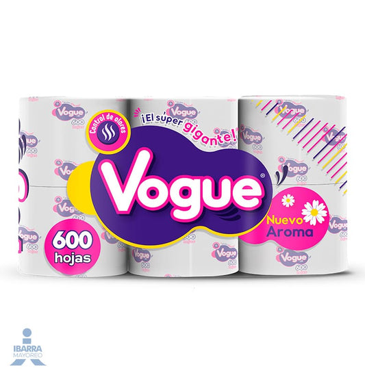 Papel Higiénico Vogue 600 hojas 6 rollos