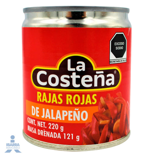 Chiles Jalapeños Rajas Rojas La Costeña 220 g