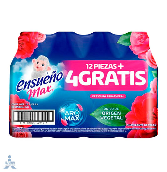 SUAVIZANTE ENSUEÑO MAX FRESCURA PRIMAVERAL 12/850 ML+4