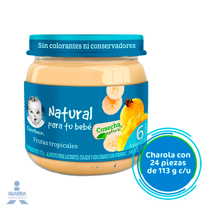 Papilla Gerber Cosecha Natural Etapa 2 Frutas Tropicales 113 g
