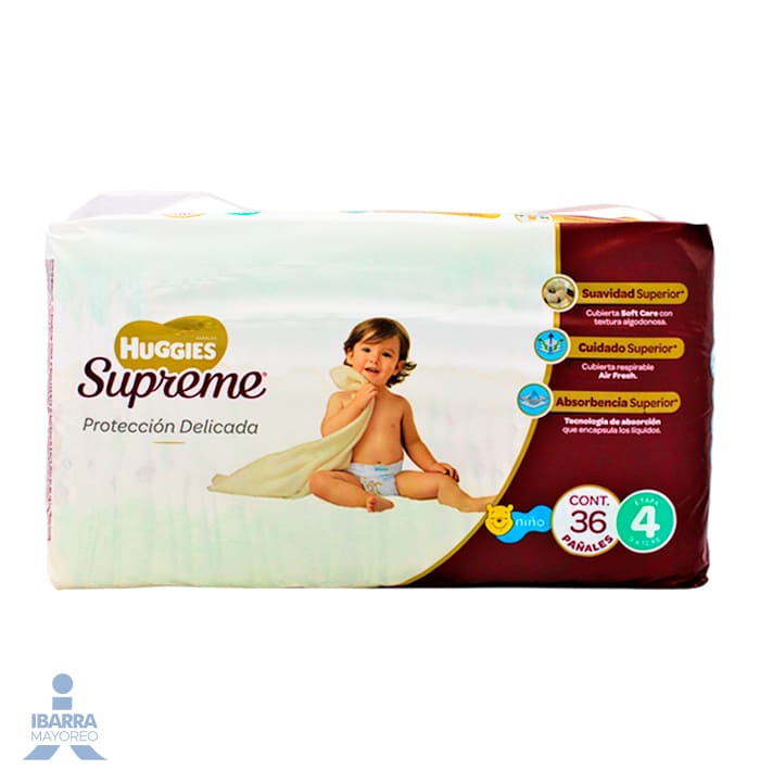 Pañal Huggies Supreme Pure Niño Etapa 4 36 pzas.
