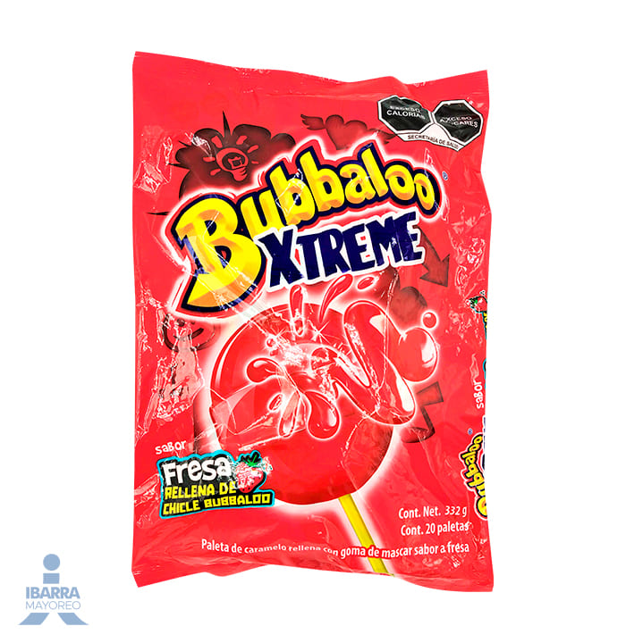 Paleta Bubbaxtreme Sabor Fresa 20 pzas.