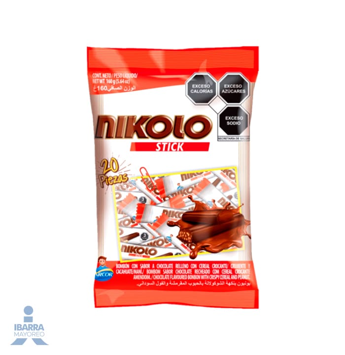 Chocolate Arcor Nikolo Cacahuate Stick 20/8 g