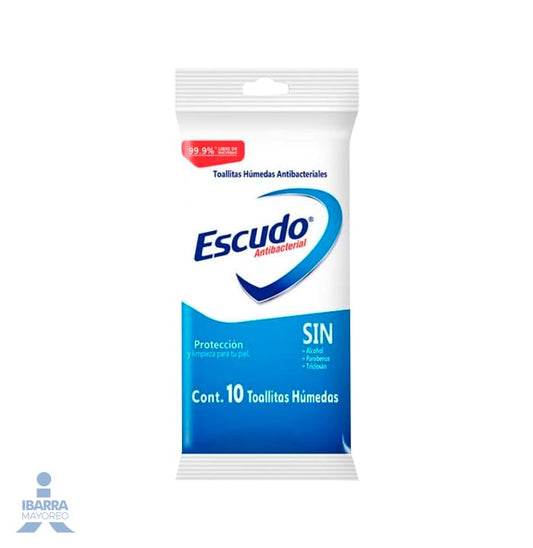 Desinfectante en Toallitas Húmedas Escudo Antibacterial 10 pzas.