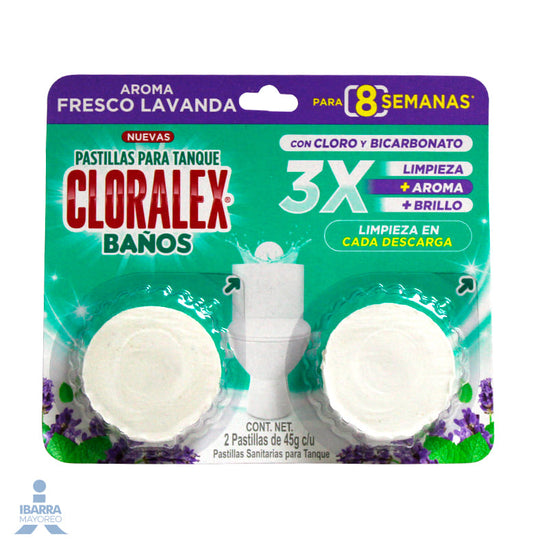 Pastilla Sanitaria Cloralex Baños Fresco Lavanda 2/45 g