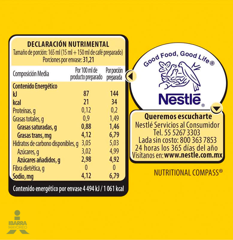 Sustituto de Crema Coffee Mate Avellana Líquido 530 g