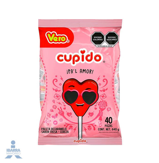 Paleta Vero Cupido Sabor Fresa 40 pzas.