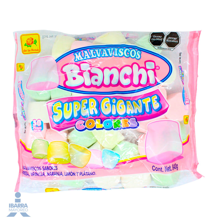 Malvaviscos Bianchi de la Rosa Súper Gigante Varios Sabores/Colores 840 g