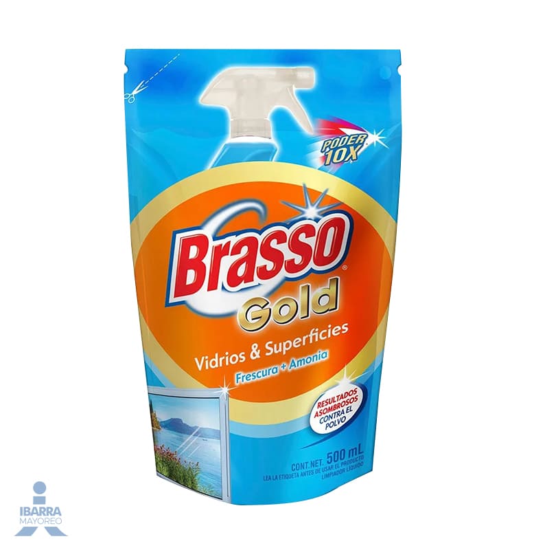 Limpiador Brasso Gold Vidrios y Superficies Amonia 500 ml