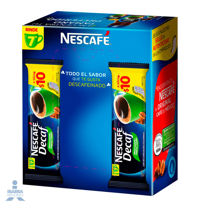 Café descafeinado soluble Nescafé Decaf 8 sobres de 14 g