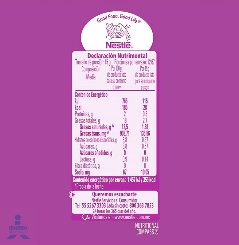 Media Crema Nestlé Deslactosada 190 g