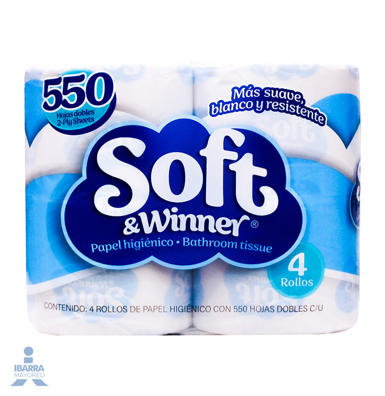 Papel Higiénico Soft & Winner 550 hojas 4 rollos