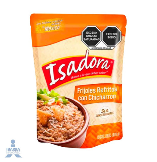 Frijol Bayo Refrito con Chicharrón Isadora Bolsa 430 g