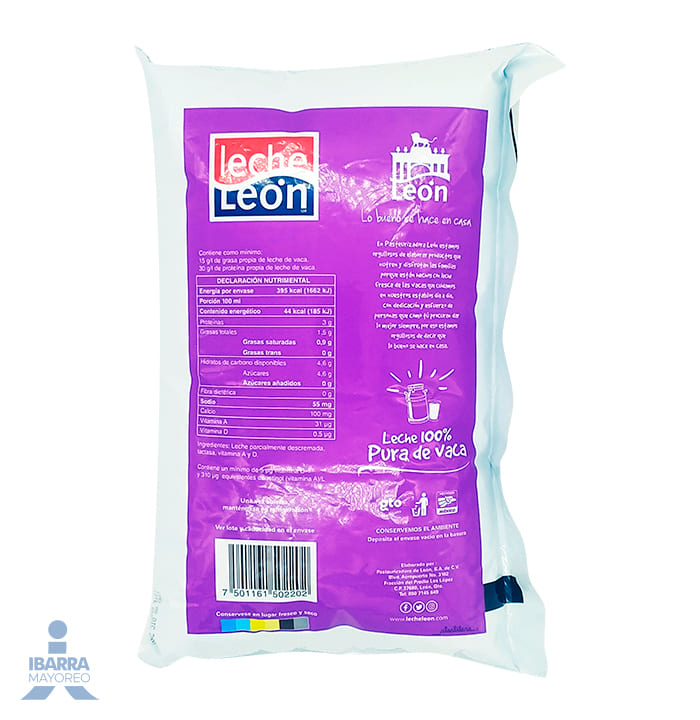 Leche León Deslactosada Bolsa 900 ml
