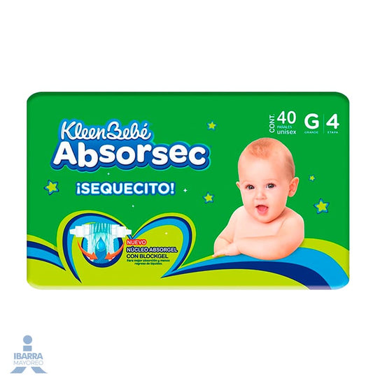 Pañal KleenBebé Absorsec Grande 40 pzas.