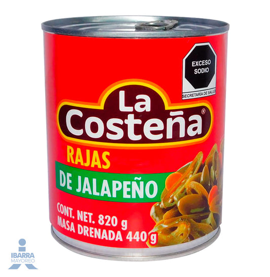 Chiles Jalapeños Rajas La Costeña 820 g