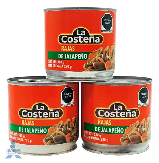Chiles Jalapeños Rajas La Costeña 380 g
