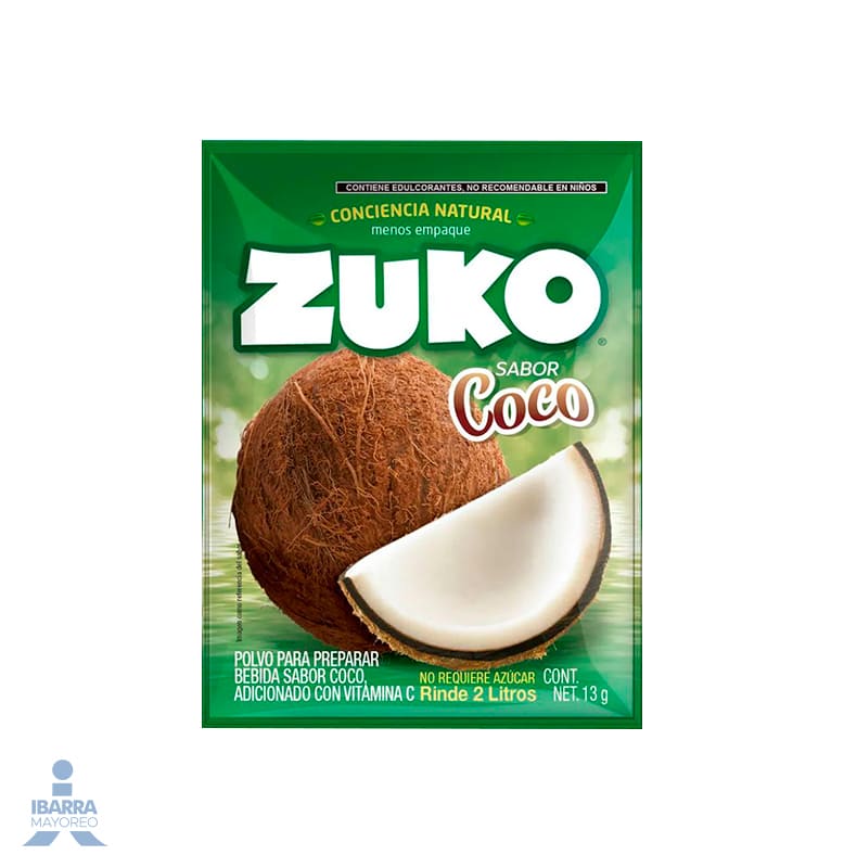 Bebida en Polvo Zuko Sabor Coco 13 g