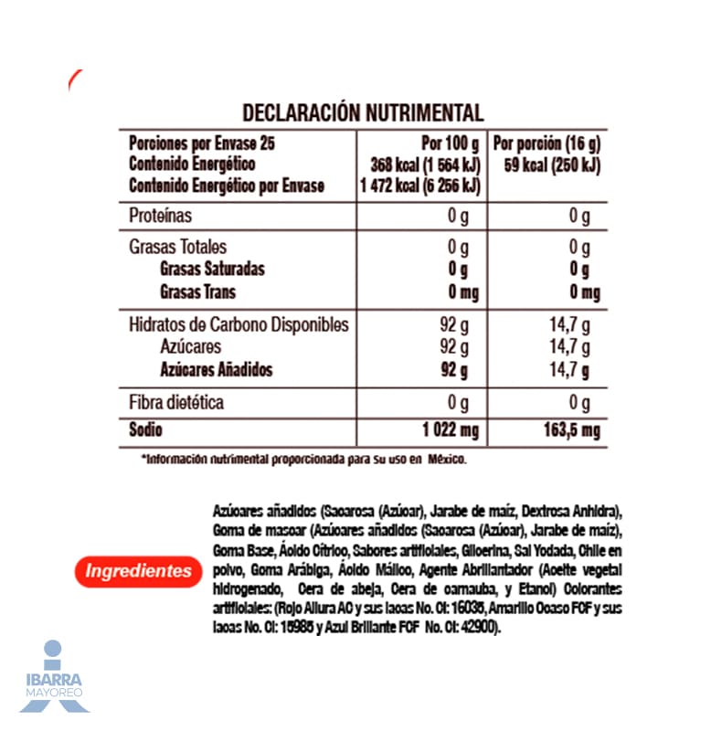 Dulce Pachi Bola Fuego 25 pzas.