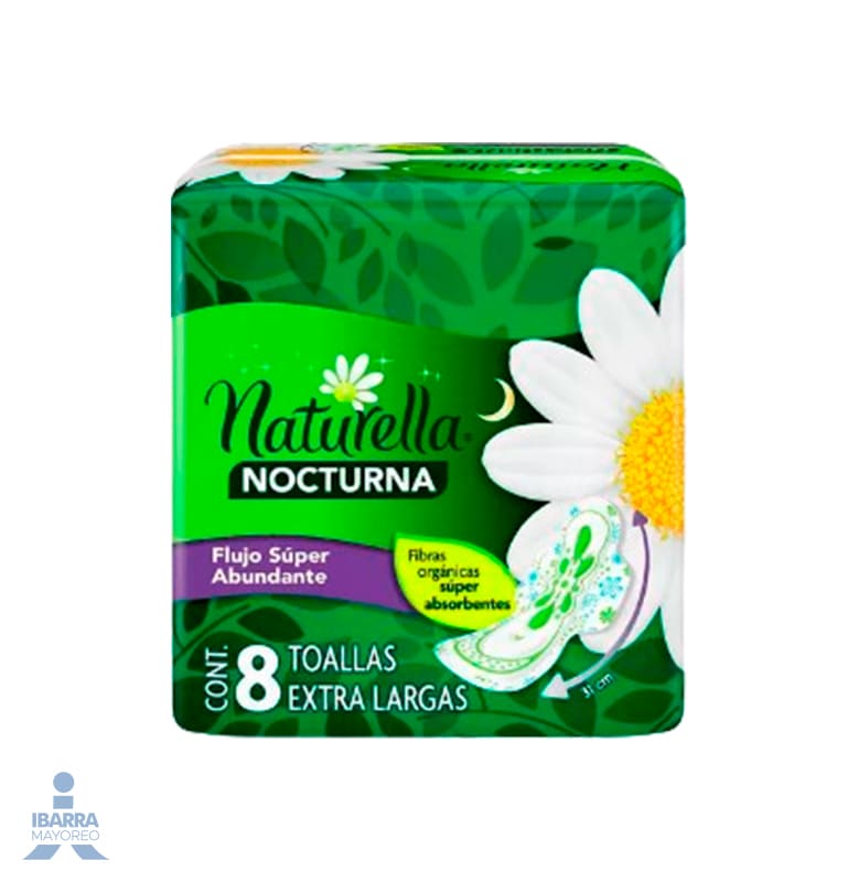 Toalla Sanitaria Naturella Nocturna con alas 12/8 pzas. GRATIS 2